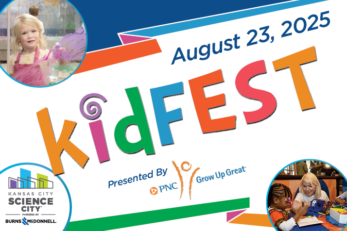 Graphic promoting 2025's KidFEST inside of Science City.