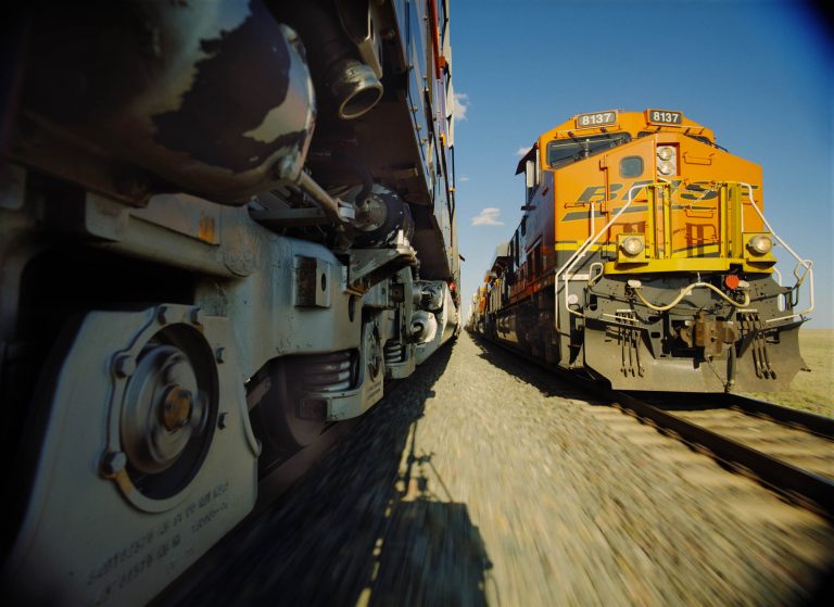 Image of two trains in motion