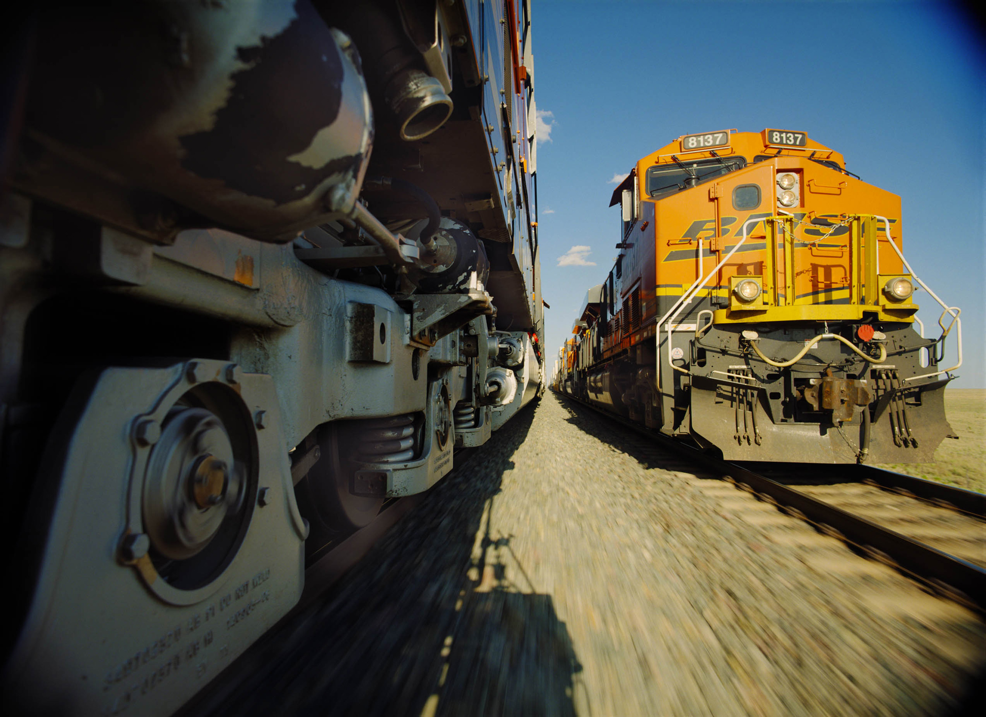 Image of two trains in motion