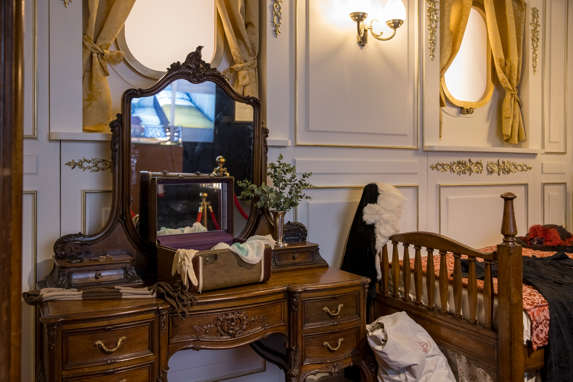Recreation of a bedroom aboard the Titanic.