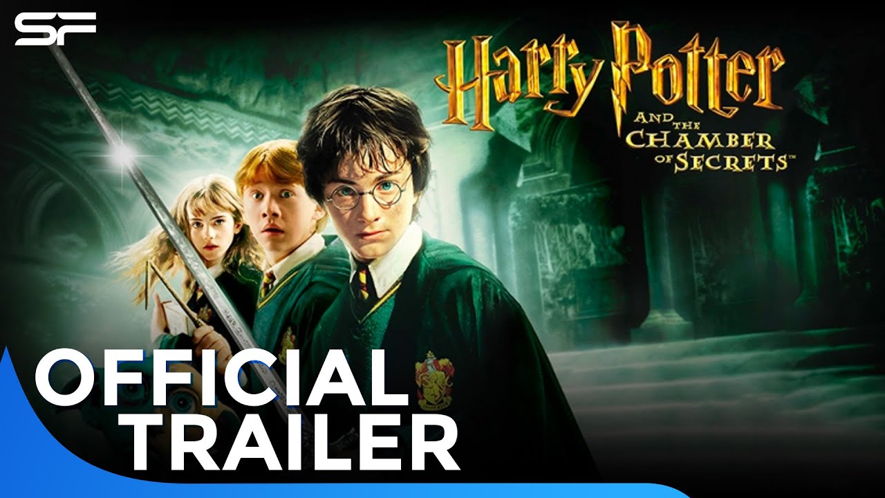 Image for the Harry Potter and the Chamber of Secrets trailer. Showing Harry, Ron and Hermoine.