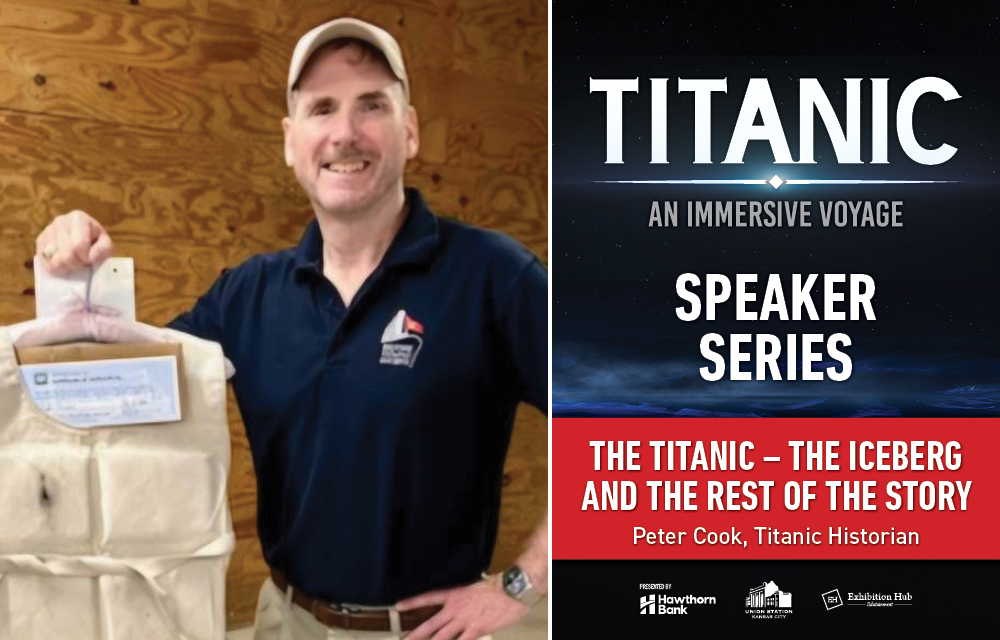 Graphic for Peter Cooks presentation as part of the Titanic Speaker Series: Titanic - The Iceberg- And the Rest of the Story