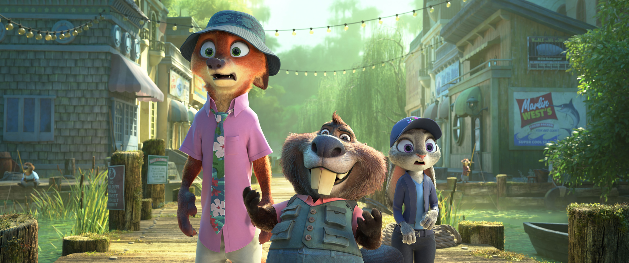 Image of Judy, Nick, and a Beaver from Zootopia 2
