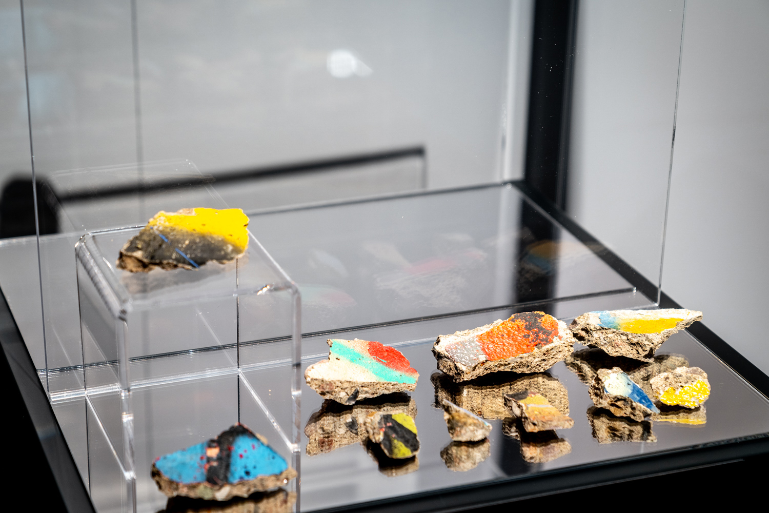 Fragments of the Berlin Wall on display inside of The Berlin Wall. A World Divided.