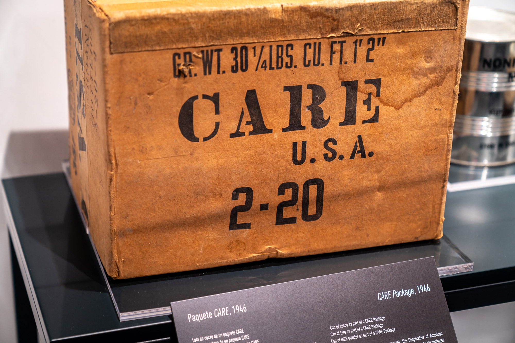 A US care package that would have been dropped in West Berlin. Currently displayed inside of The Berlin Wall. A World Divided.