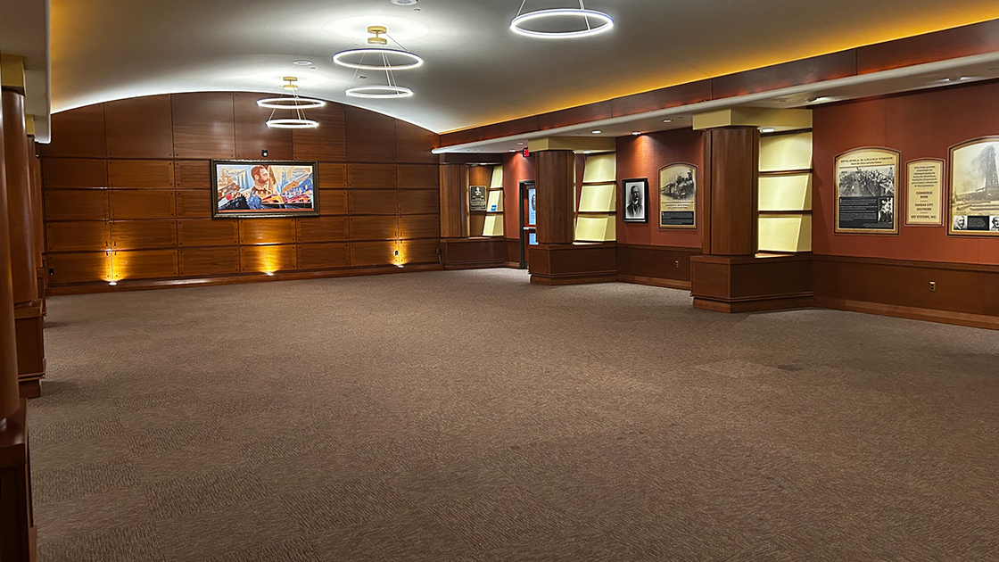 Arthur Stilwell with no set-up. Showcasing the size of the room and architecture.