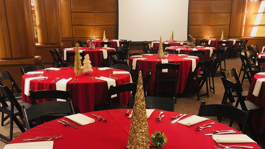 Arthur Stilwell seet-up for a holiday party.