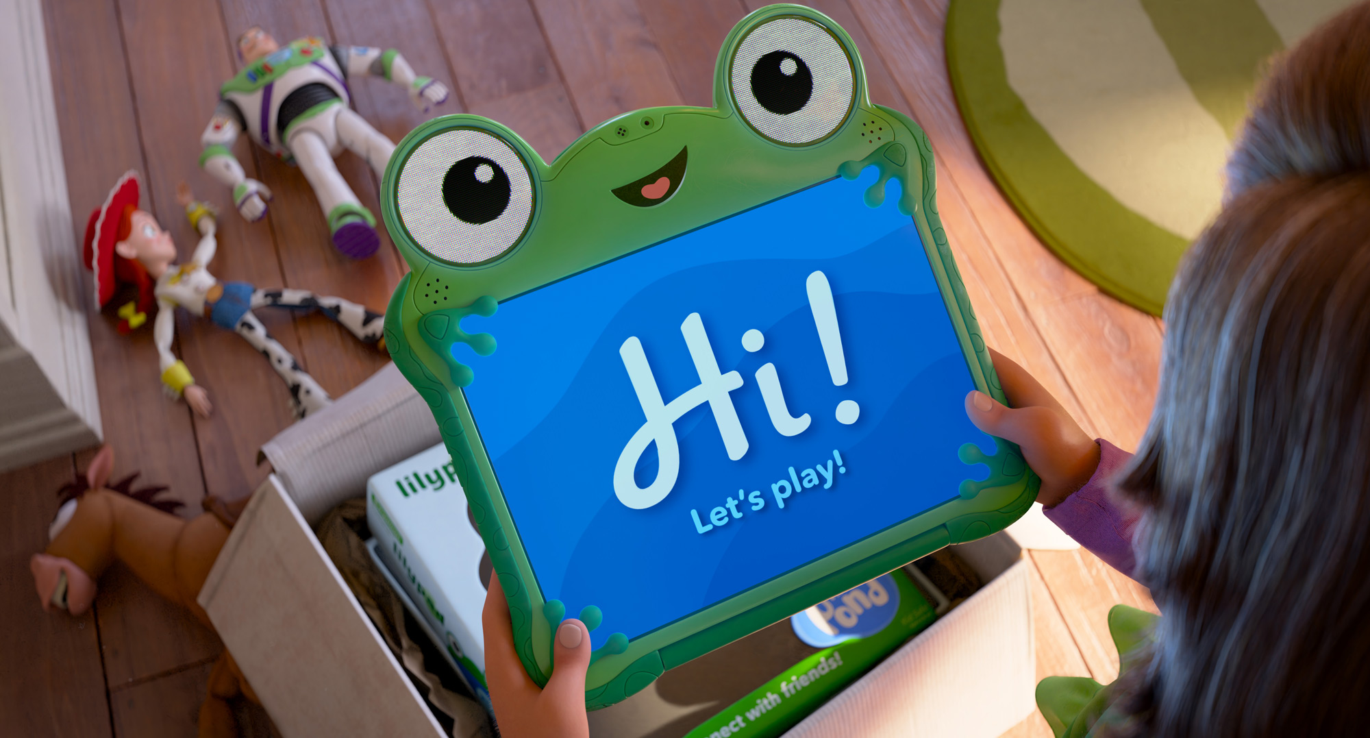 Still image from Toy Story 5 showing the tablet character.