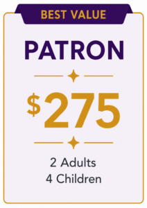 Option for a $275, 6 person Patron membership, with a banner announcing that it's the best value option.